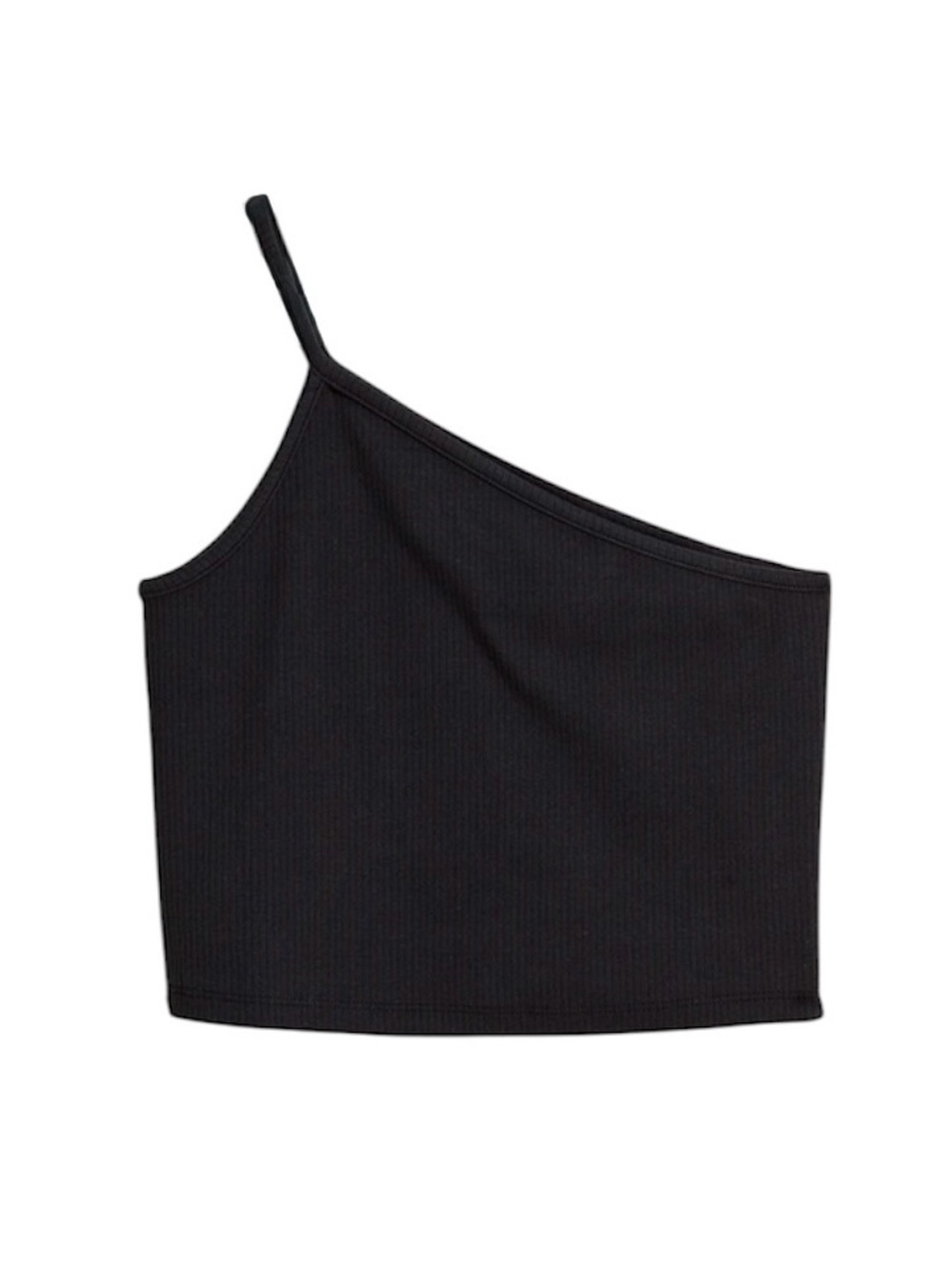 NWOT Madewell One-Shoulder Ribbed Crop Tank in Black Sleekhold Medium